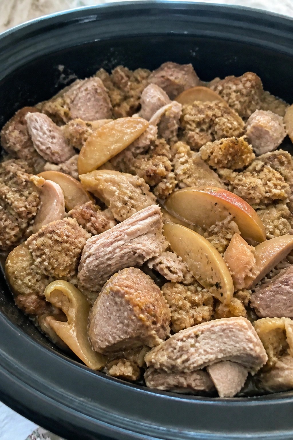 Slow Cooker Pork and Apple Stuffing Casserole
