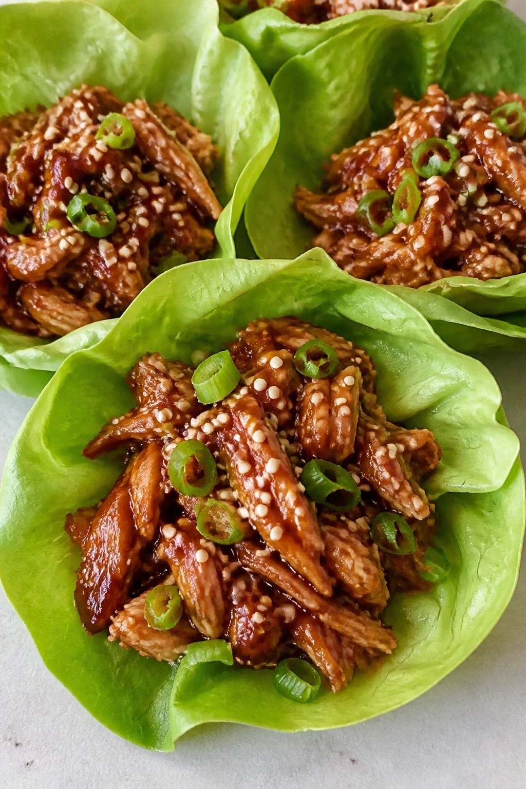 Asian Sesame Ginger BBQ Chicken Lettuce Wraps