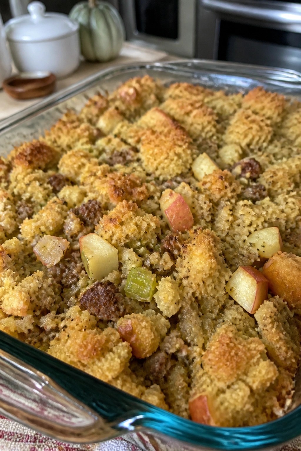 Sausage Apple Cornbread Stuffing Bake