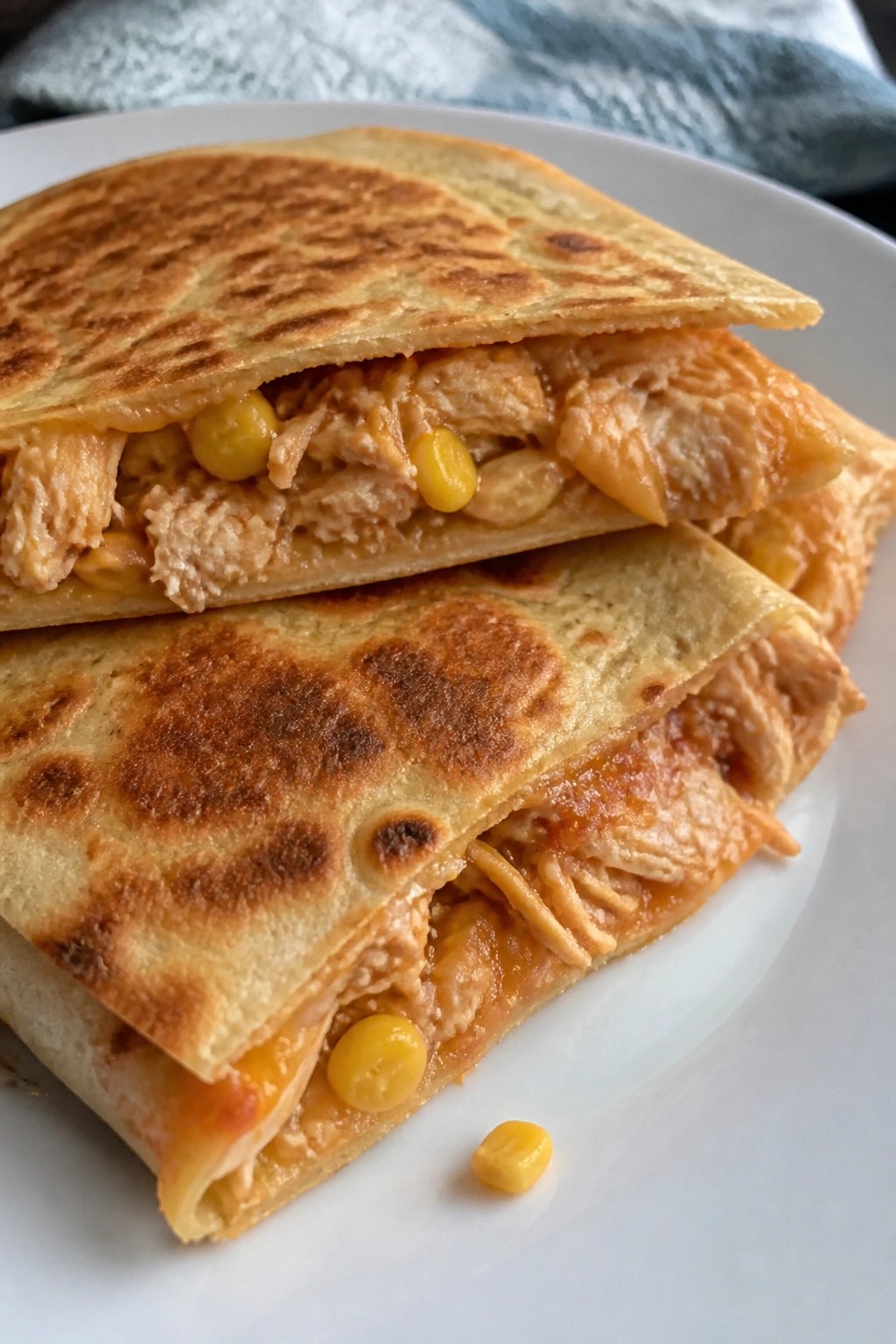 Slow Cooker Mild Salsa Chicken Quesadillas with Corn