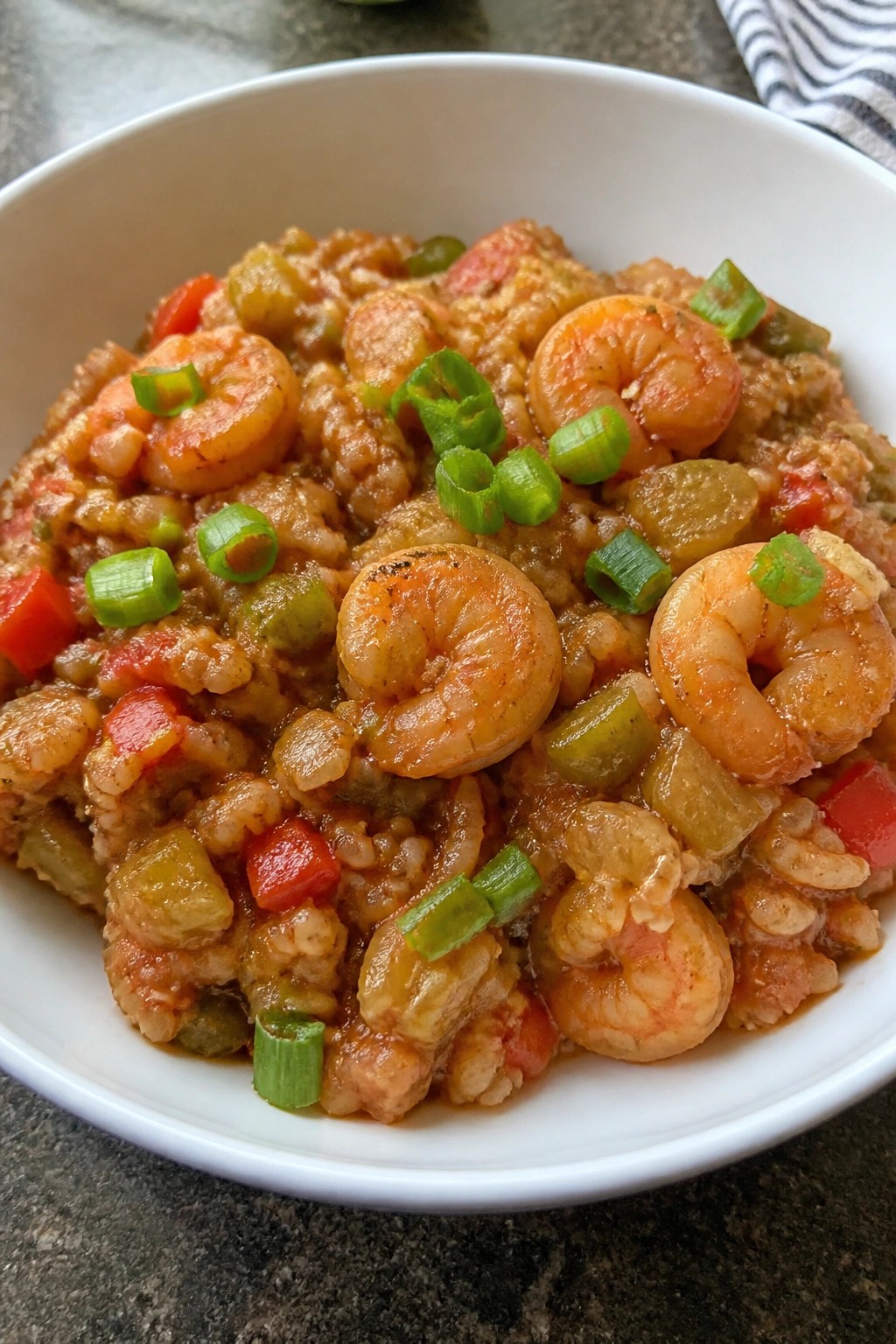 Crockpot Shrimp Creole with Brown Rice and Bell Peppers