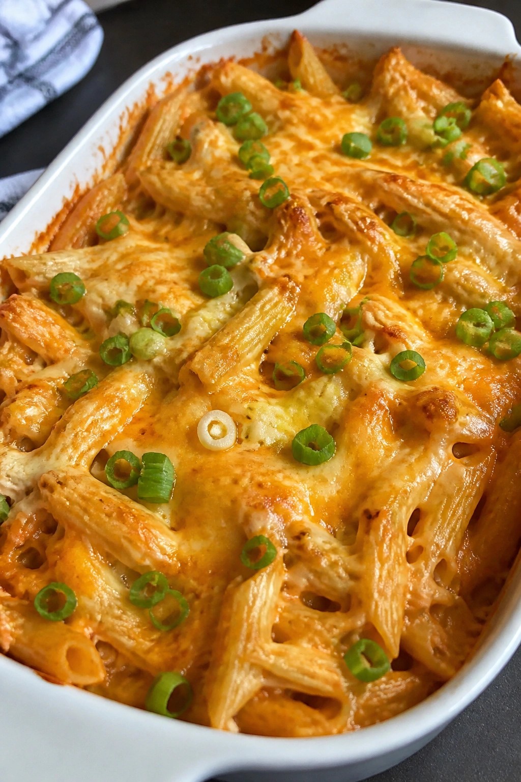 Cheesy Buffalo Chicken Pasta Crockpot Casserole