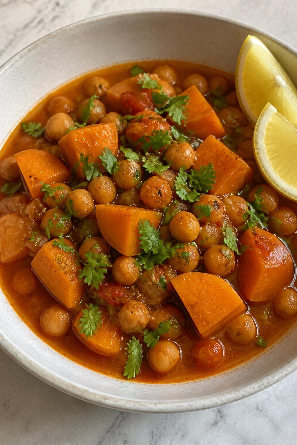 Moroccan-Spiced Chickpea and Sweet Potato Tagine