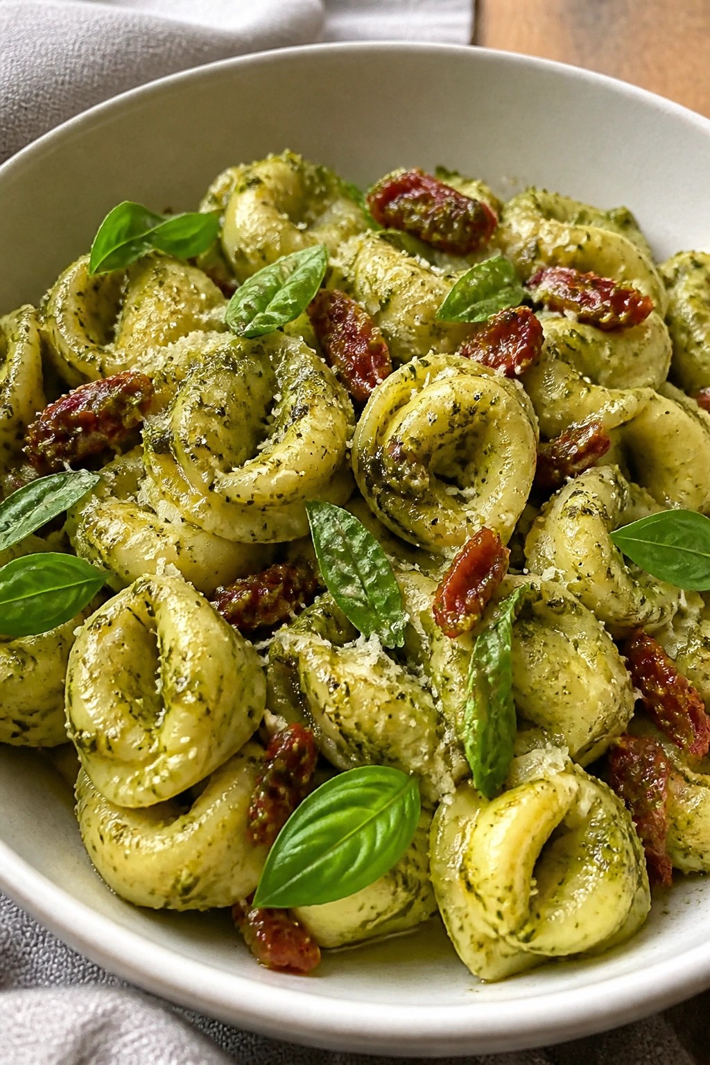 Pesto Tortellini Salad with Sun-Dried Tomatoes
