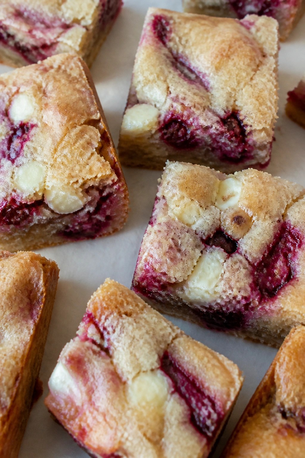 Raspberry Swirl White Chocolate Blondies