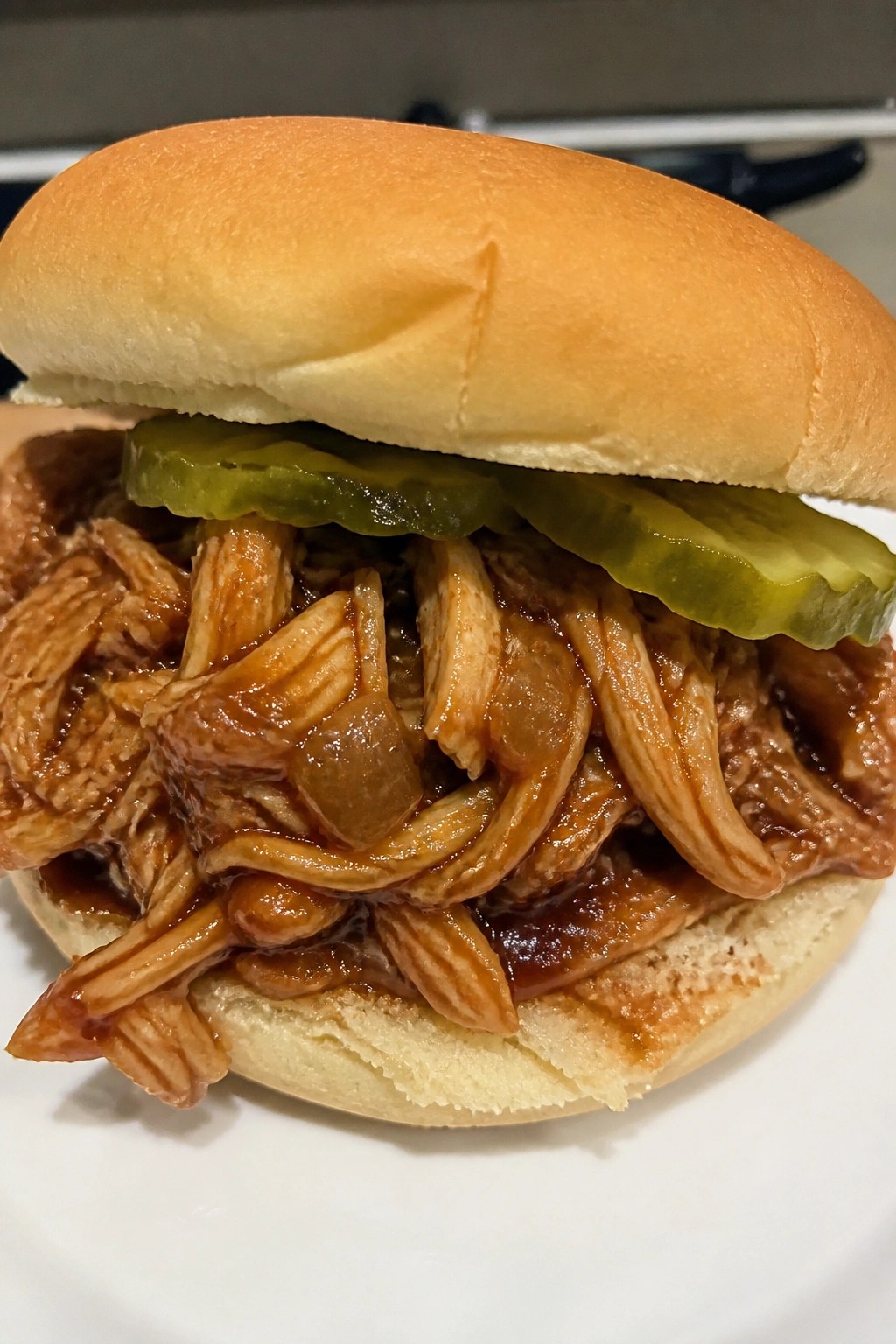 BBQ Pulled Chicken Sandwiches with Pickles