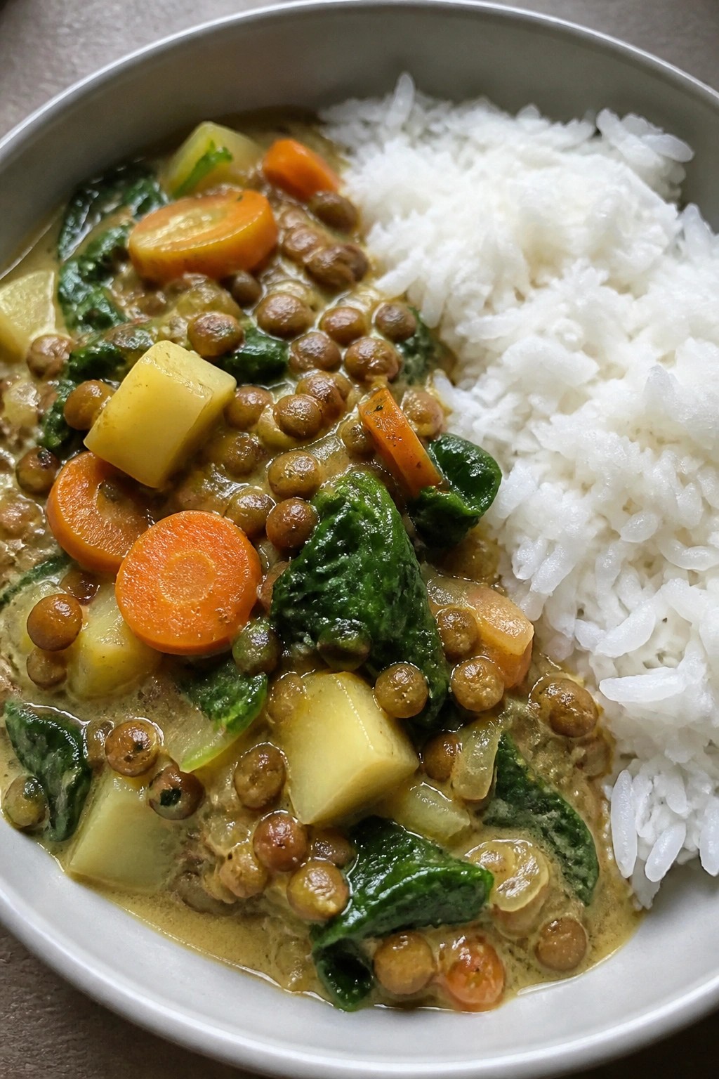 Lentil Vegetable Curry with Coconut Rice