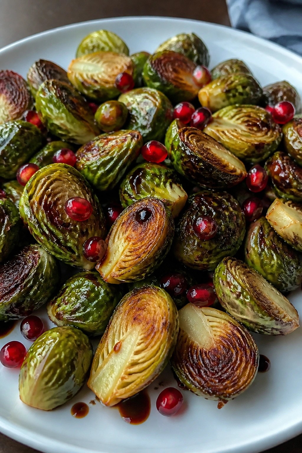 Roasted Brussels Sprouts with Pomegranate and Balsamic