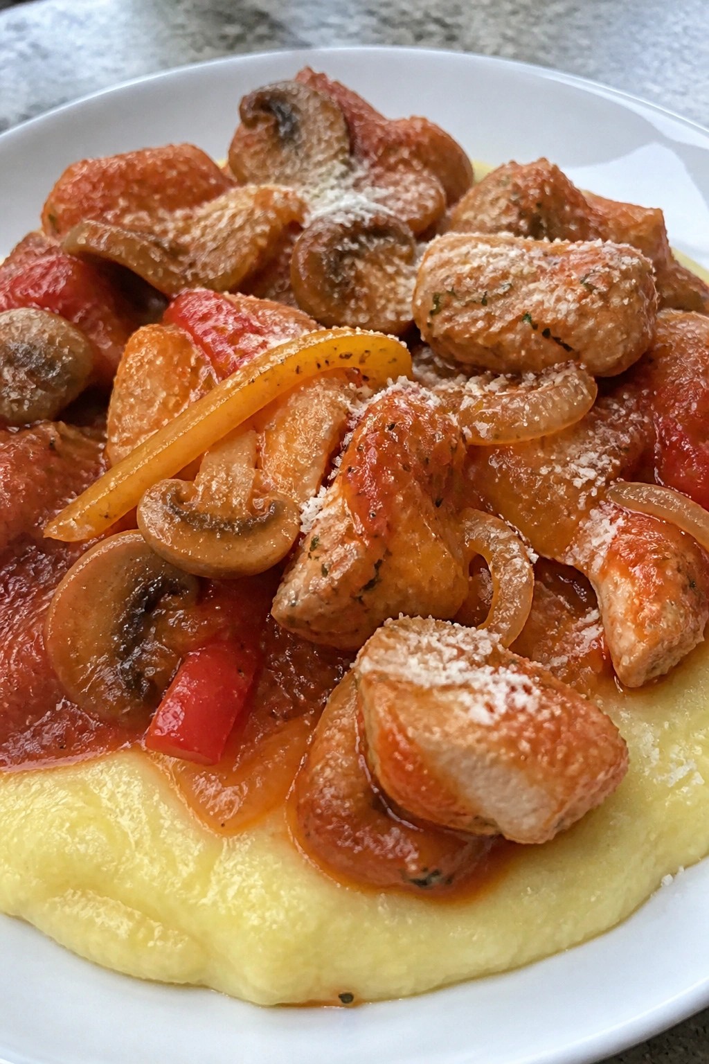 Italian Crockpot Chicken Cacciatore with Polenta