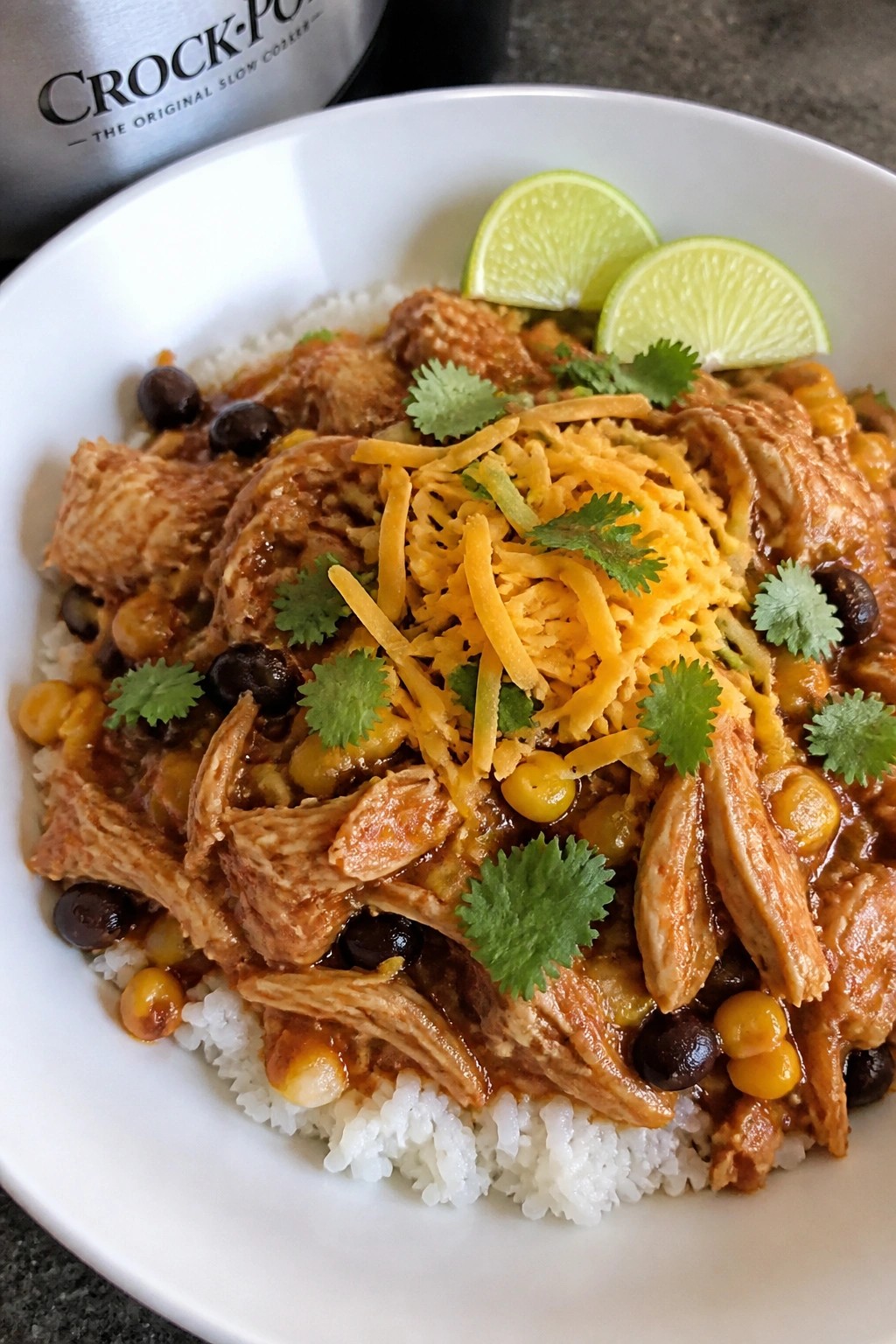 Slow Cooker Chicken Enchilada Rice Bowls