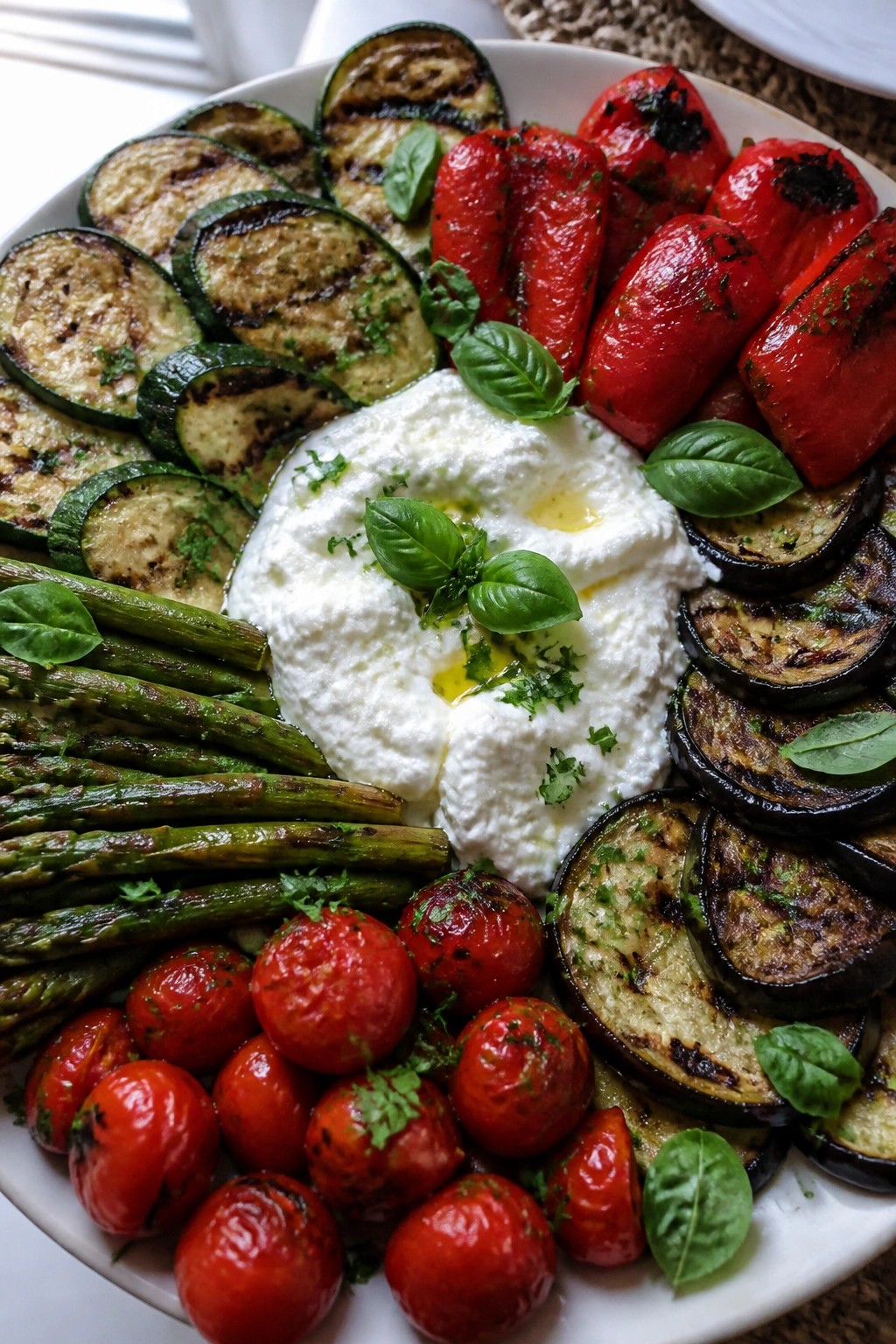 Grilled Vegetable Platter with Whipped Ricotta and Herbs
