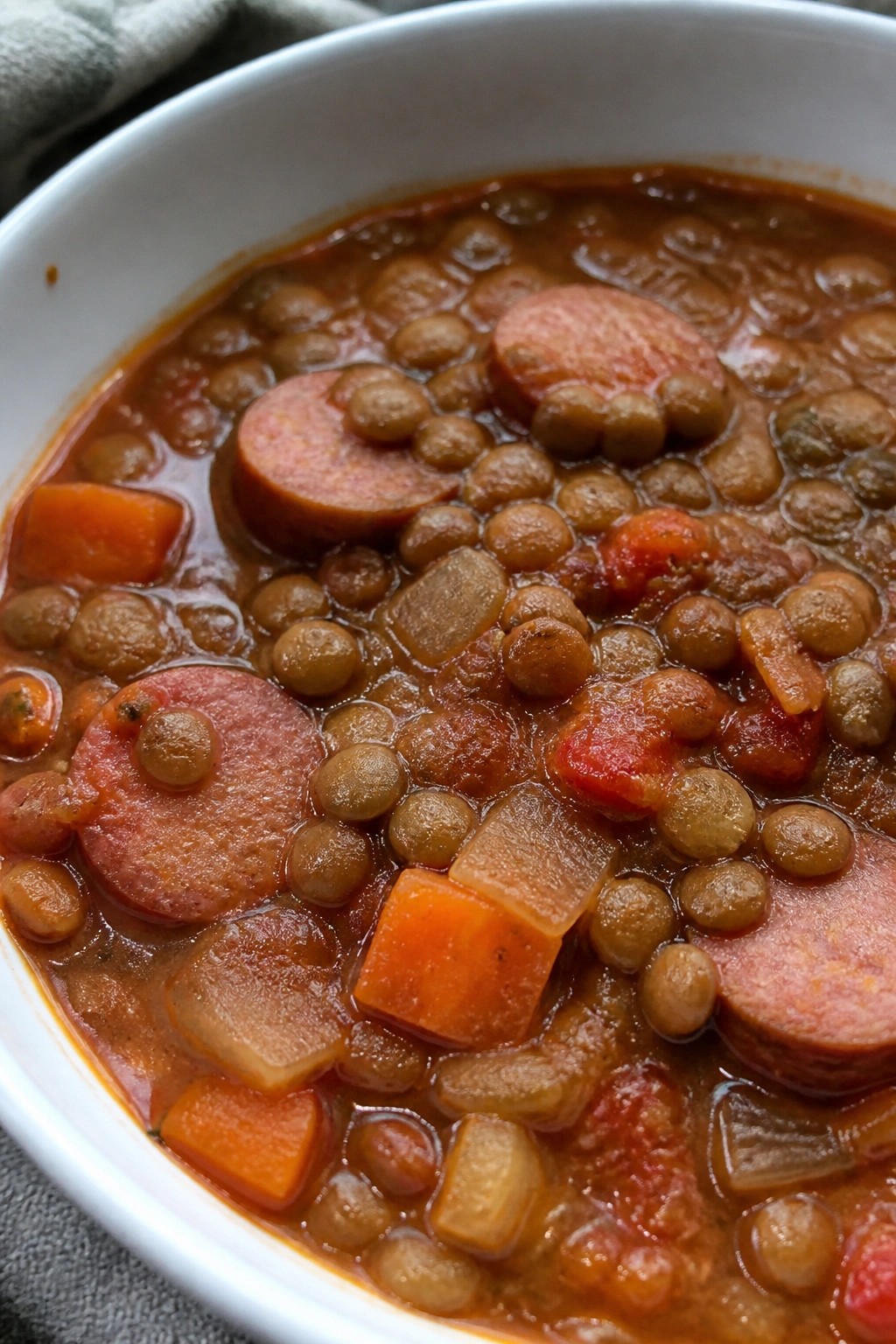 Hearty Crockpot Lentil and Sausage Soup
