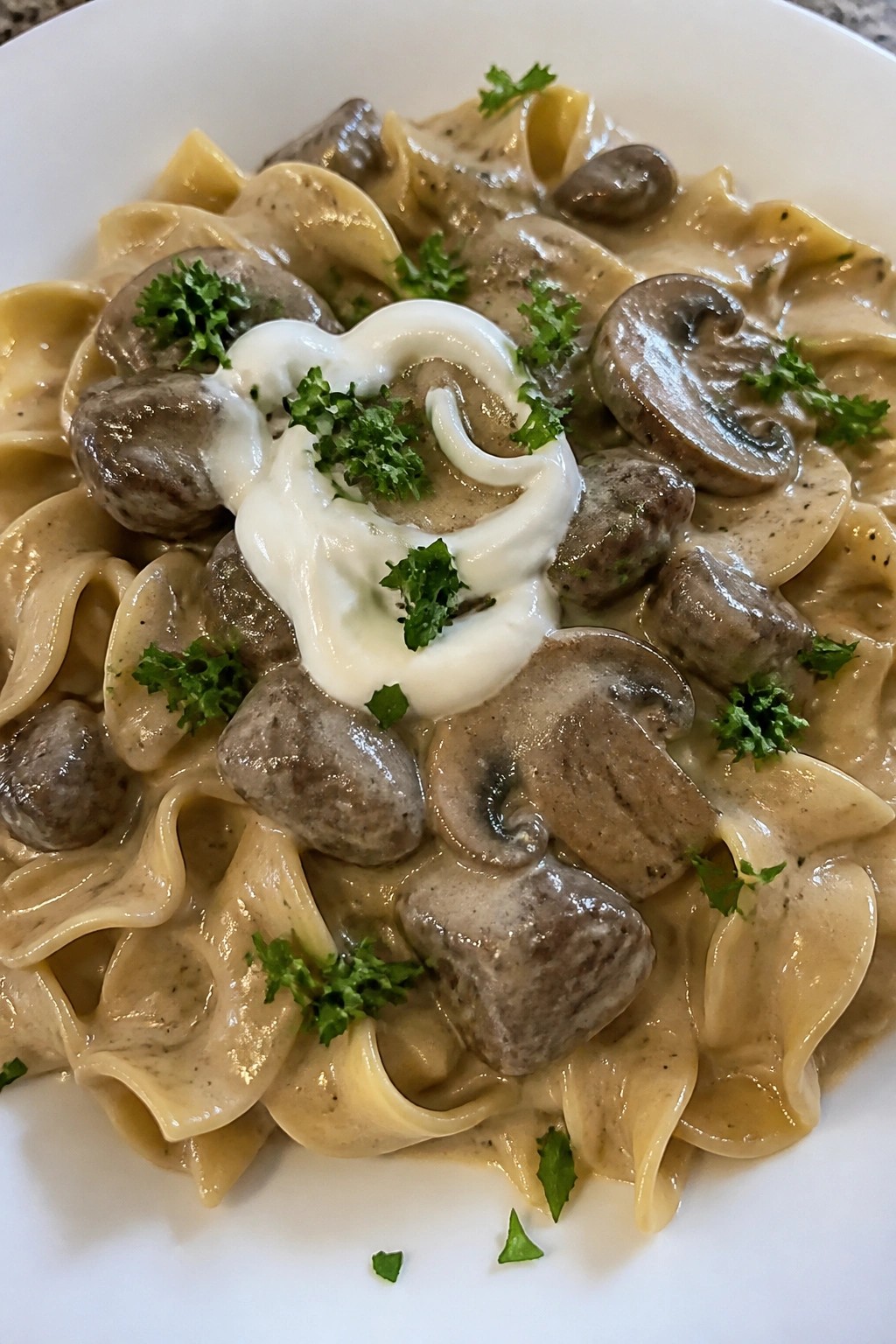 Beef and Mushroom Stroganoff with Egg Noodles