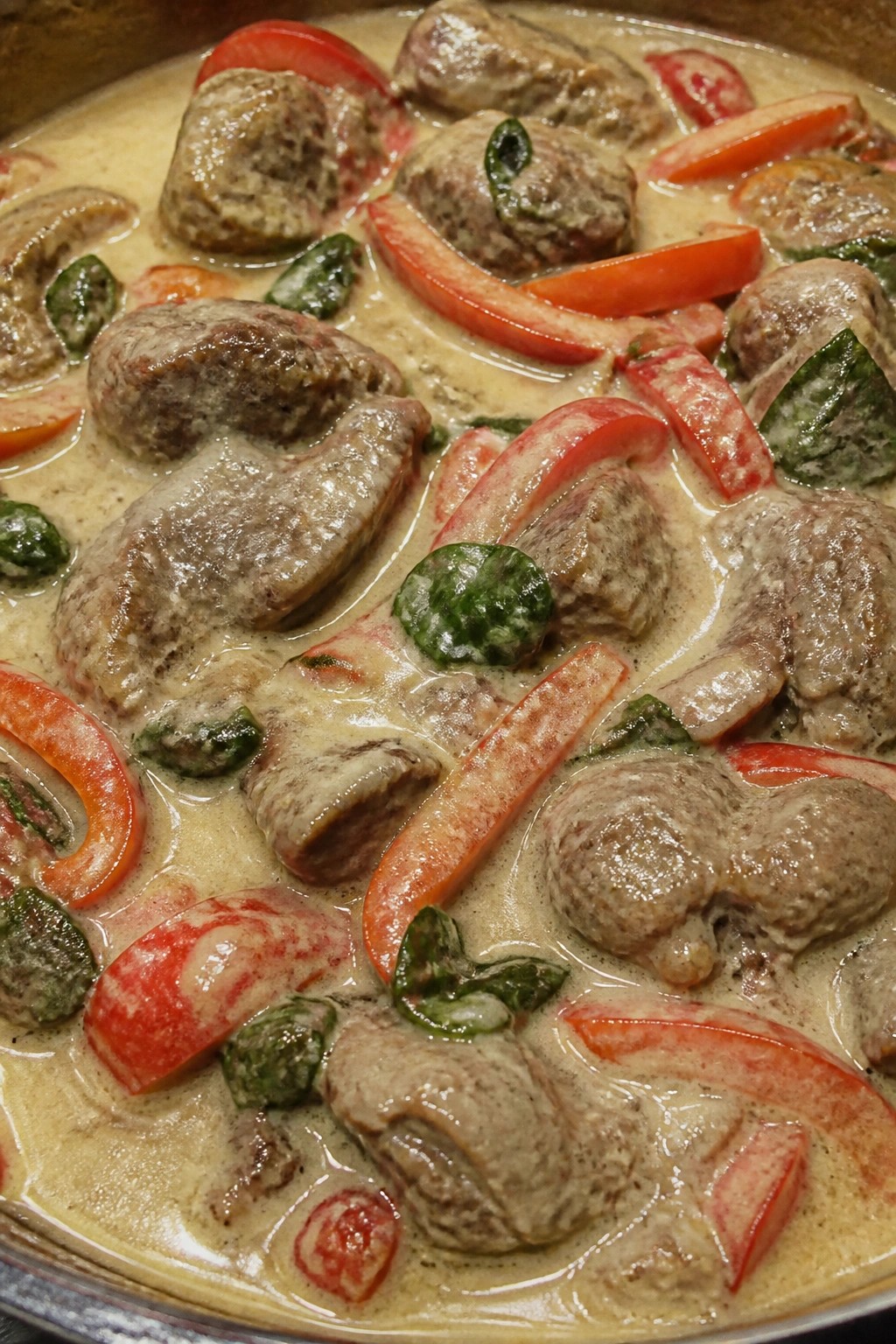 Thai Coconut Beef Curry with Bell Peppers and Basil