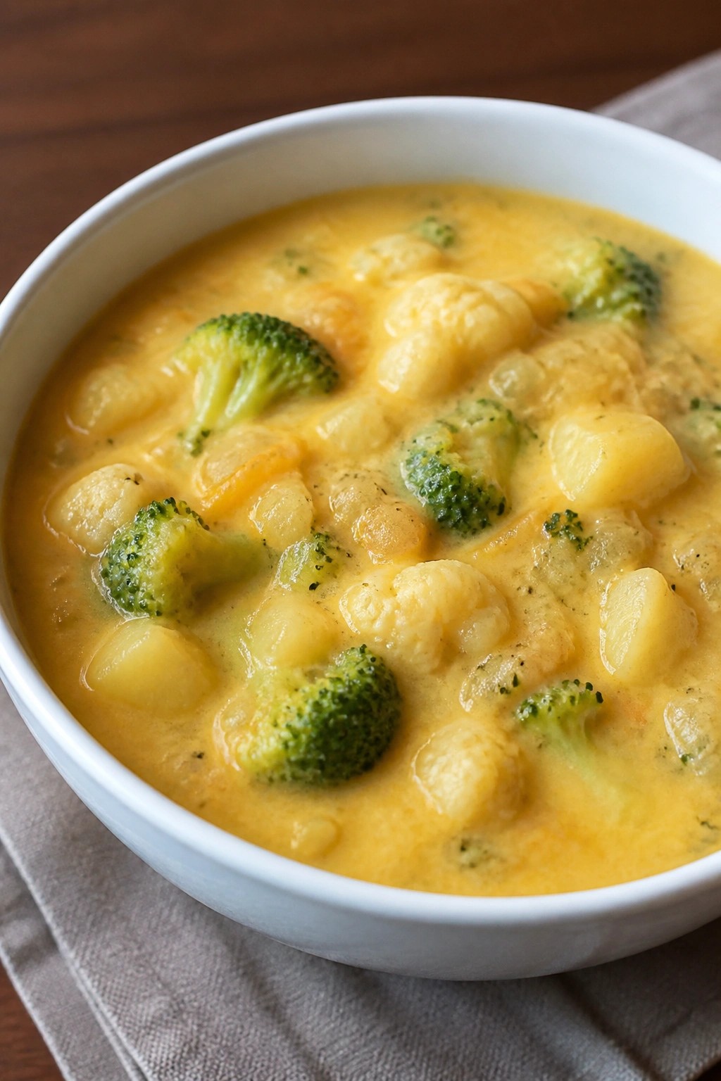 Slow Cooker Cheesy Broccoli and Cauliflower Soup with Potatoes