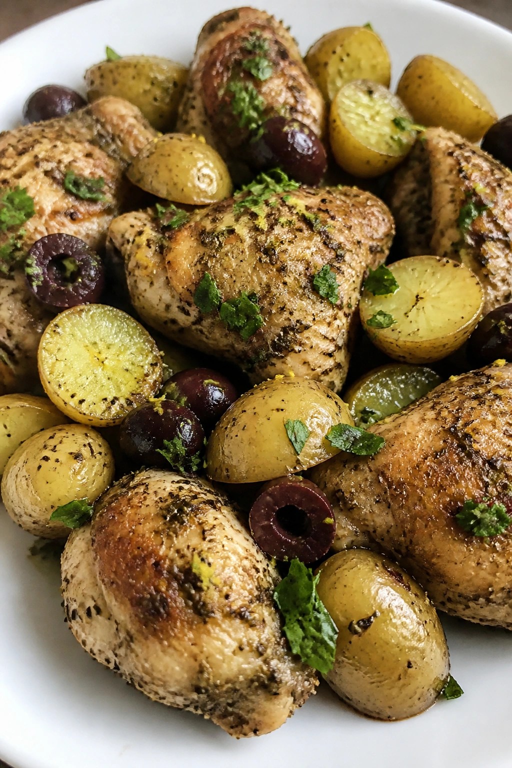 Greek Lemon Chicken with Potatoes and Olives