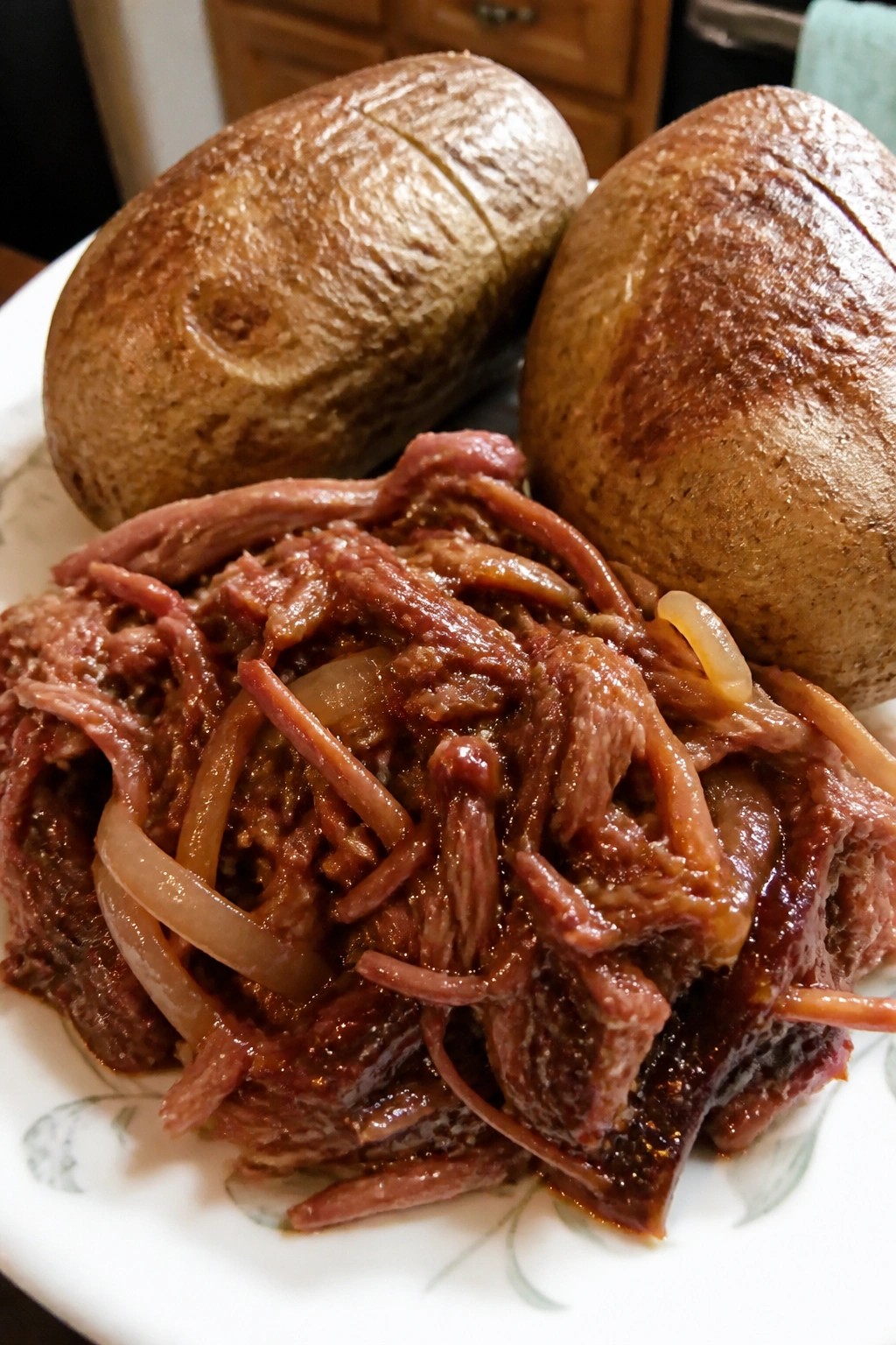 Slow Cooker BBQ Pulled Pork with Baked Potatoes