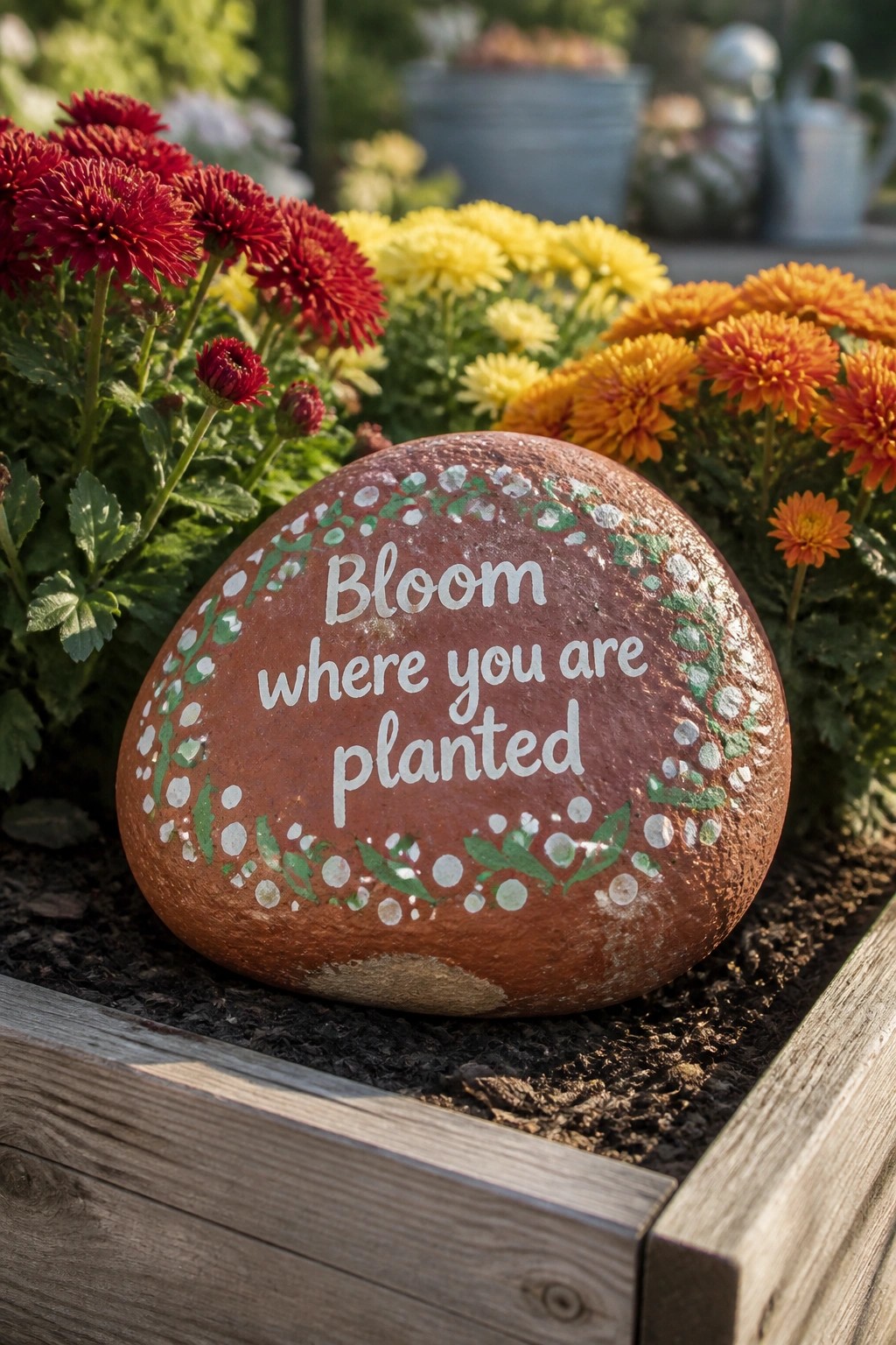 Painted garden rock reading