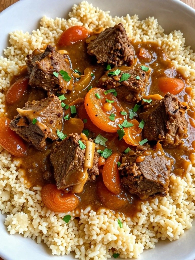 Spicy Moroccan Guinness Lamb Stew with Apricots and Couscous