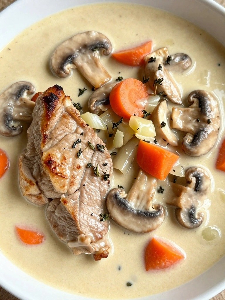 Creamy Mushroom and Thyme Pork Chop Stew