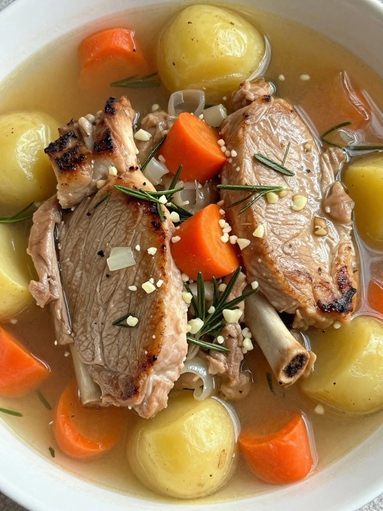 Rustic Rosemary Garlic Pork Chop Stew with Baby Potatoes