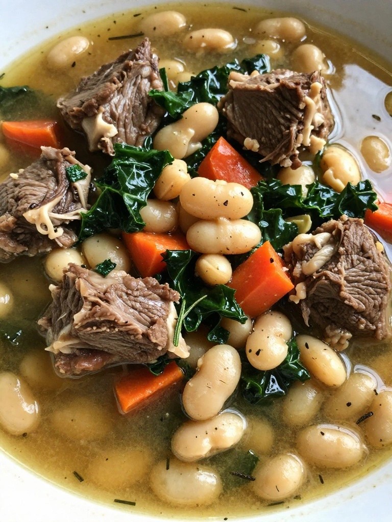Tuscan Lamb Stew with White Beans and Kale
