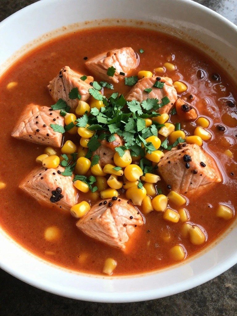 Mexican Chipotle Salmon Stew with Corn and Lime