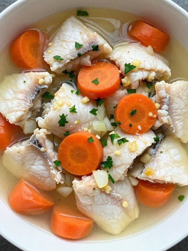 Lemon Garlic White Fish Stew with Carrots