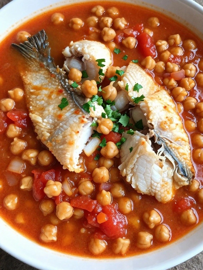 Moroccan Spiced Fish Stew with Chickpeas