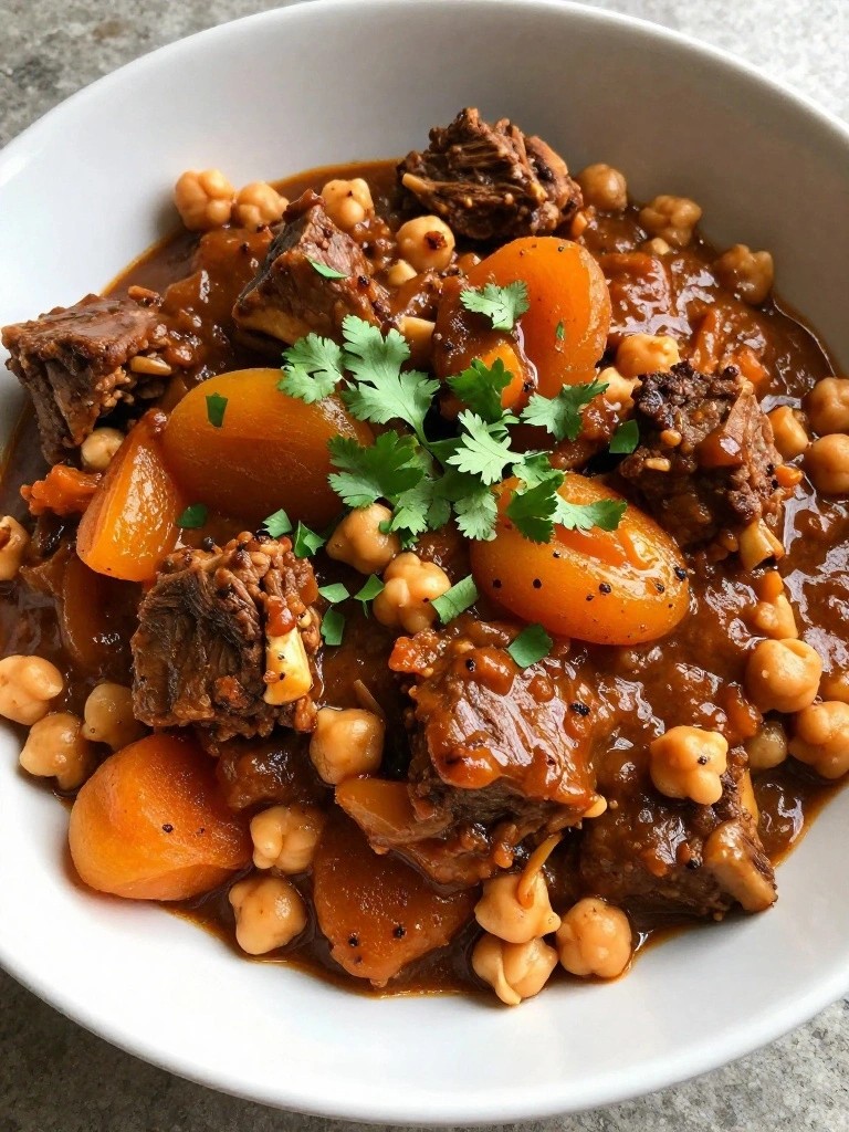 Moroccan Harissa Lamb Stew with Apricot-Spiced Gravy