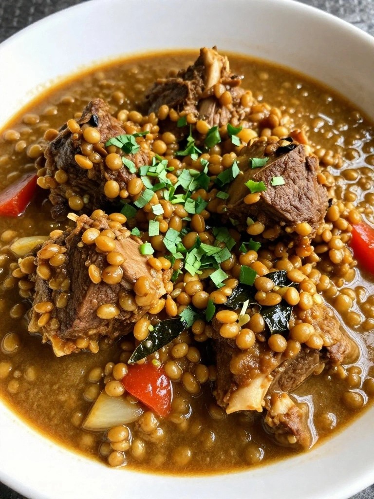 Parsi Dhansak Lamb Stew with Lentils and Fenugreek Gravy