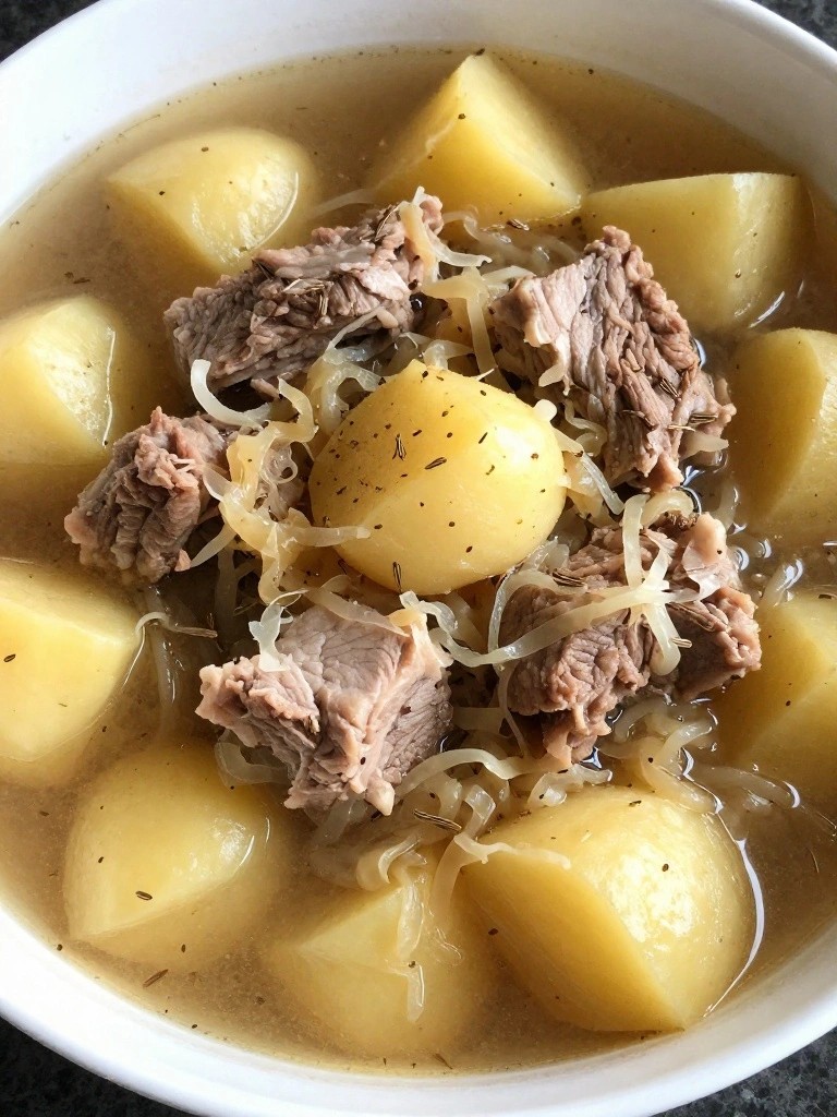 German-Style Sauerkraut Pork Stew with Caraway and Potatoes