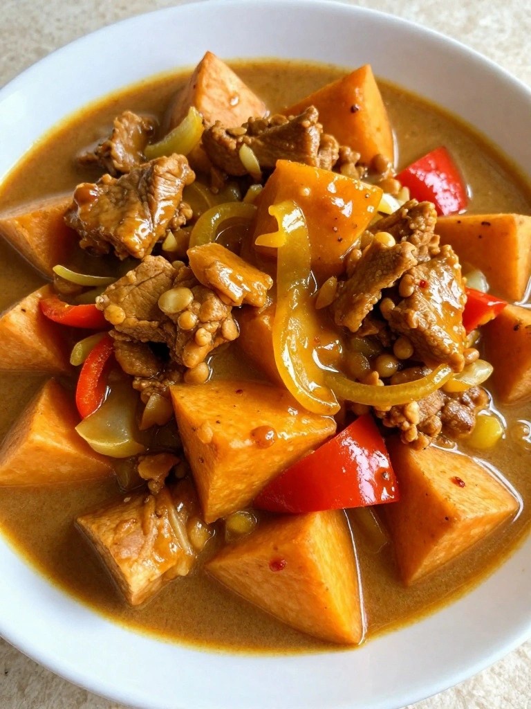 Thai Coconut Curry Pork Stew with Sweet Potatoes