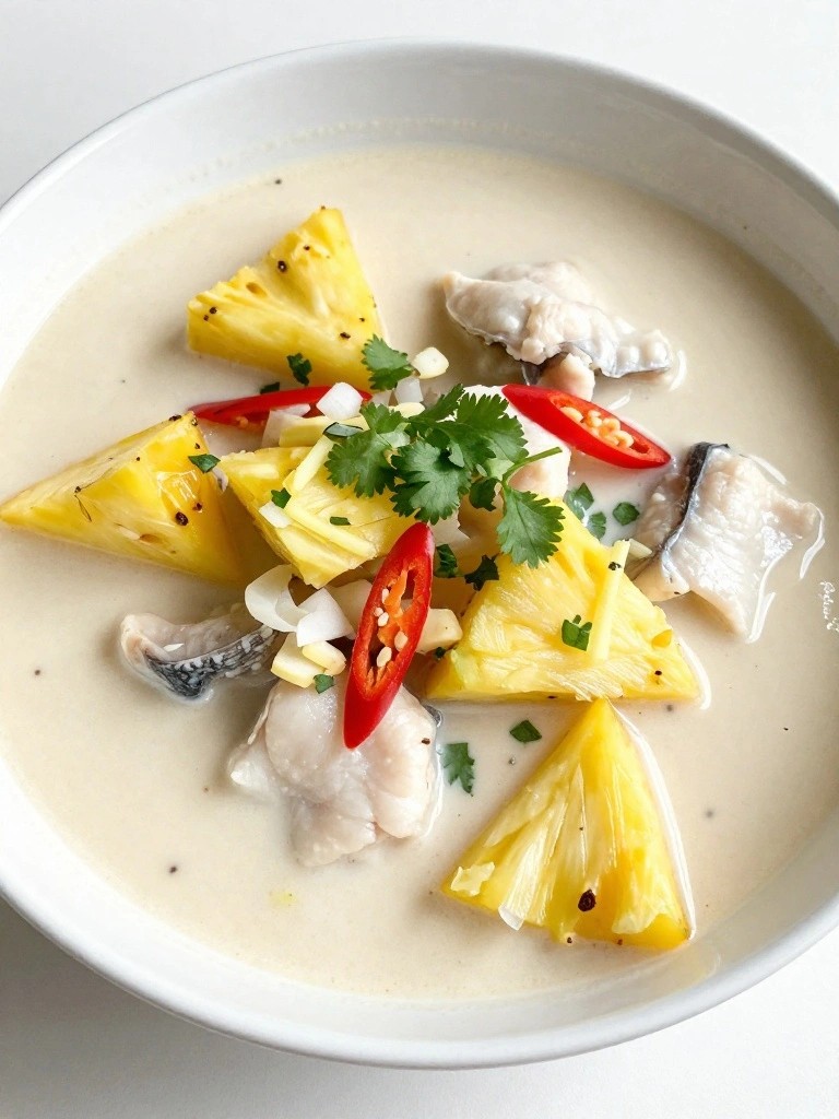 Malaysian Pineapple Coconut Fish Stew with Chili and Ginger