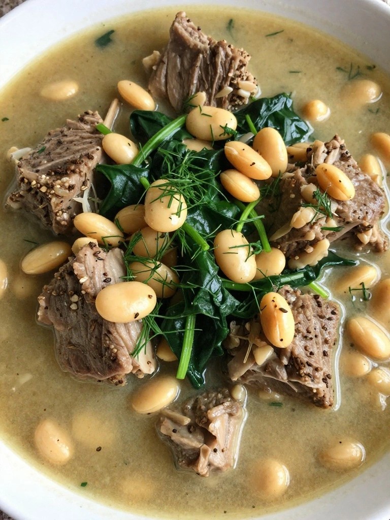 Cumin-Scented Lamb Stew with Fava Beans, Spinach, and Fresh Dill