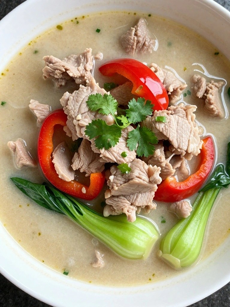 Thai Coconut Lime Pork Tenderloin Stew with Bok Choy and Bell Peppers