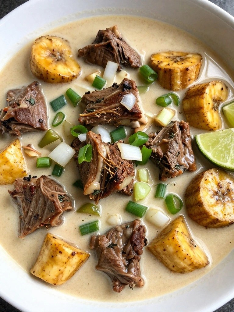 Caribbean Jerk Lamb Stew with Plantains and Coconut Milk