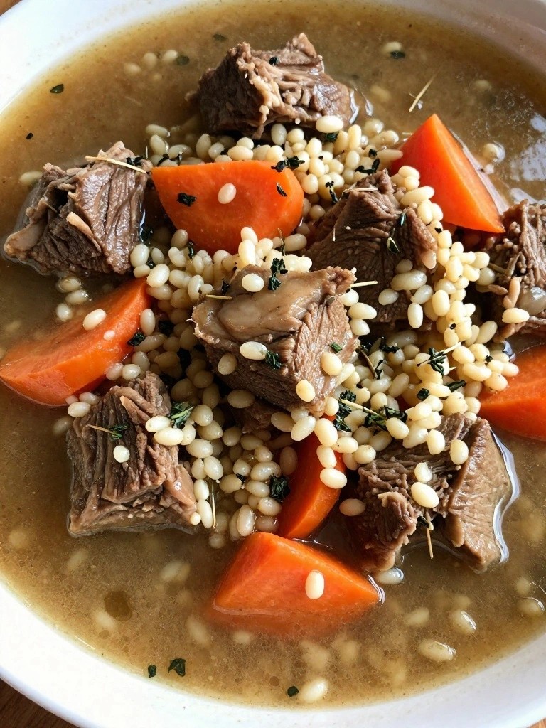 Hearty Lamb and Barley Stew with Carrots and Thyme
