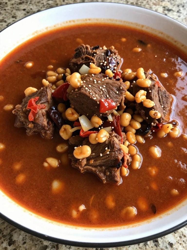 Mexican Lamb Stew with Hominy and Ancho Chiles