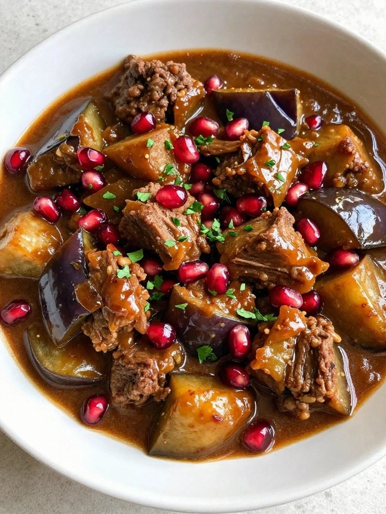 Persian Lamb Stew with Eggplant and Pomegranate Molasses