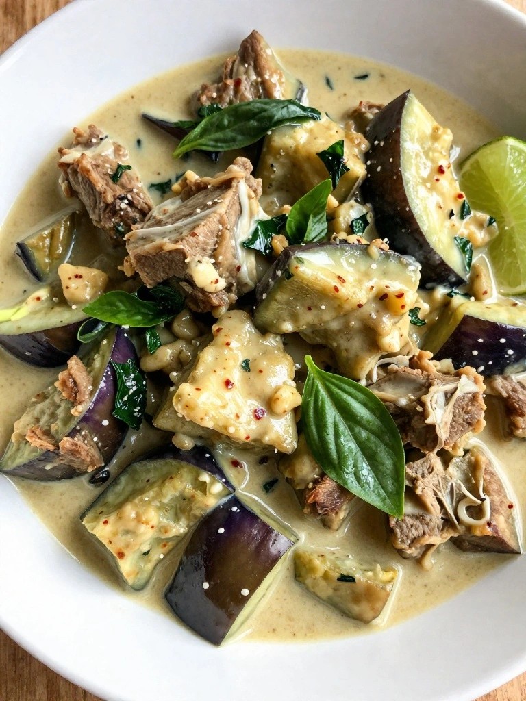 Thai Coconut Lamb Stew with Eggplant and Basil