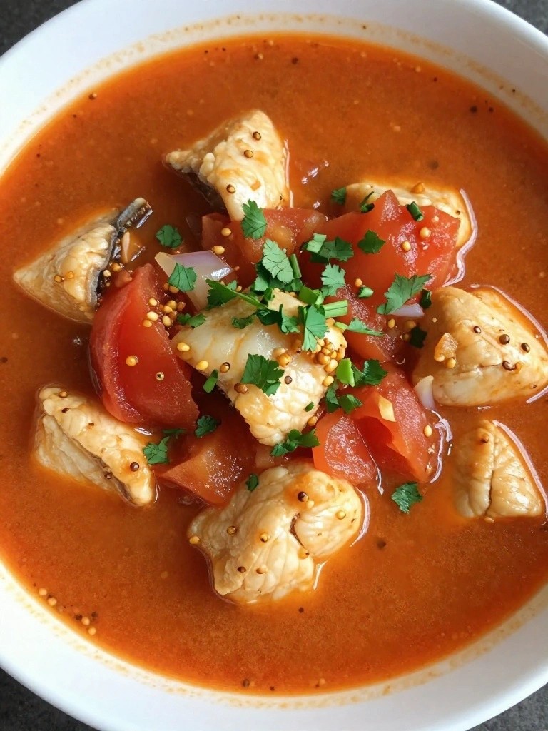 Indian Tomato and Tamarind Fish Stew with Mustard Seeds