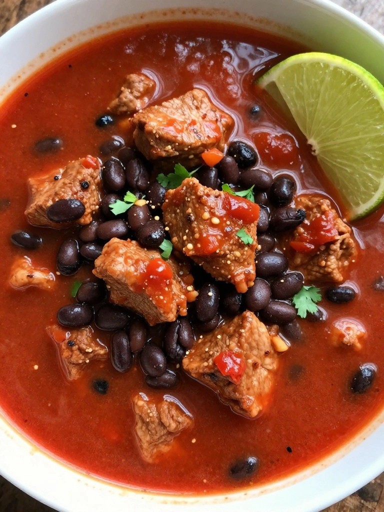 Smoky Chipotle Pork Tomato Stew with Black Beans