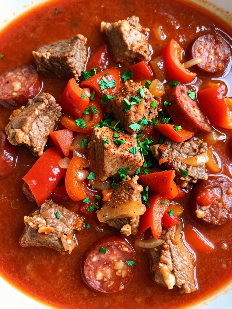Spanish-Style Pork Tomato Stew with Chorizo and Sherry