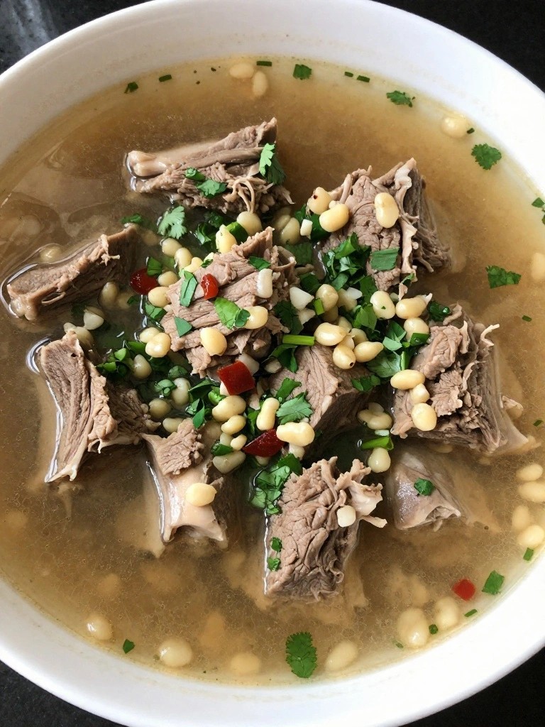Mexican Lamb Neck Stew with Hominy, Chipotle, and Fresh Cilantro