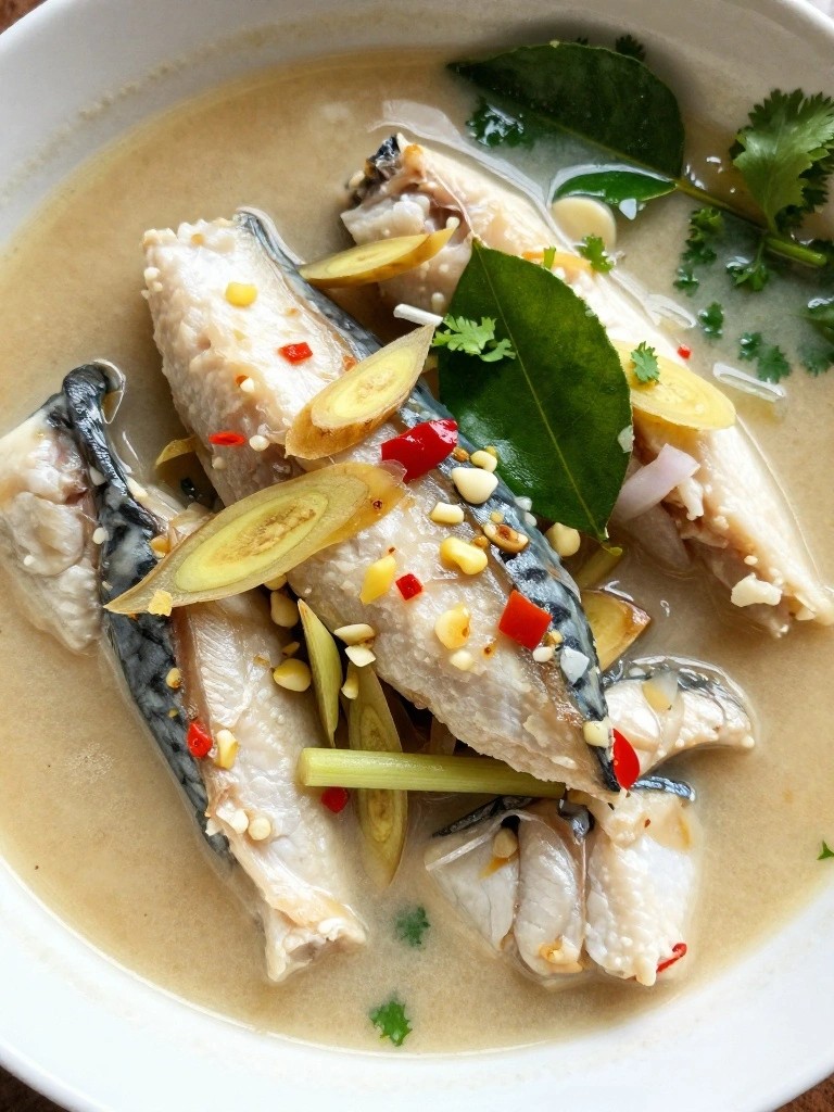 Indonesian Coconut Mackerel Stew with Galangal