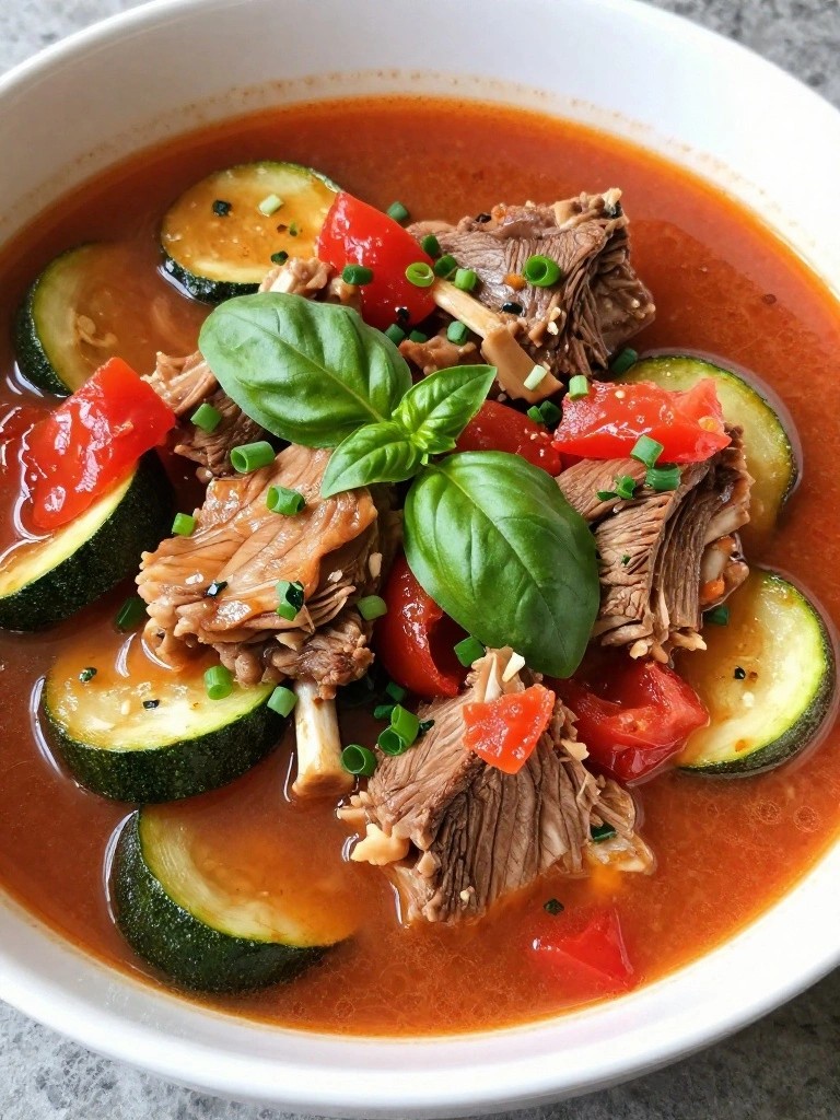 Light Summer Lamb Stew with Tomatoes, Basil, Chives, and Zucchini