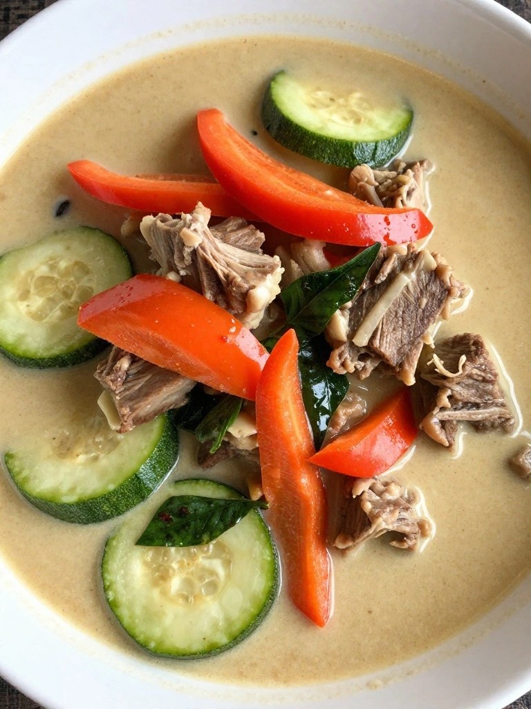 Creamy Thai Coconut Lamb Stew with Basil and Vegetables