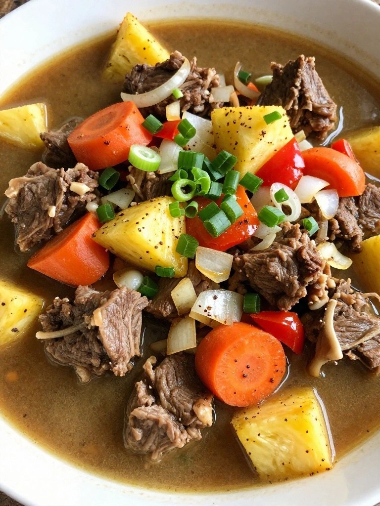 Tangy Caribbean Lamb Stew with Pineapple and Jerk Spices
