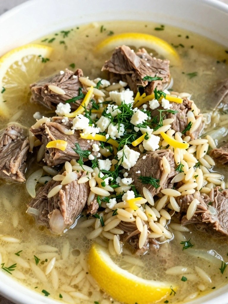 Zesty Greek Lamb Stew with Lemon, Dill, and Orzo